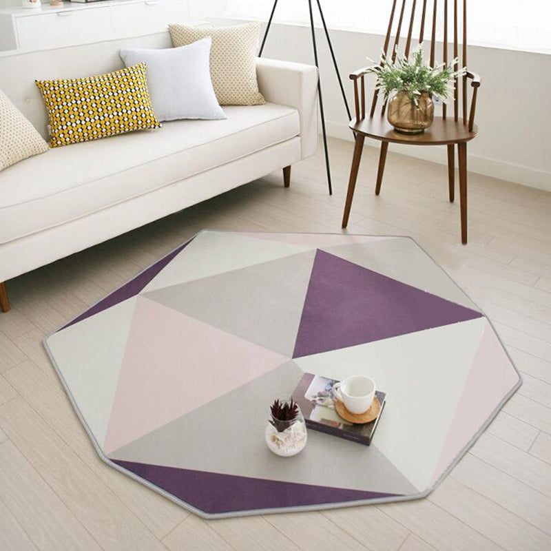 Multicolor Geometric Pattern Rug Polyester Contemporary Rug Washable Anti-Slip Pet Friendly Area Rug for Bedroom - Purple - Clearhalo - 'Area Rug' - 'Rug' - 1810722