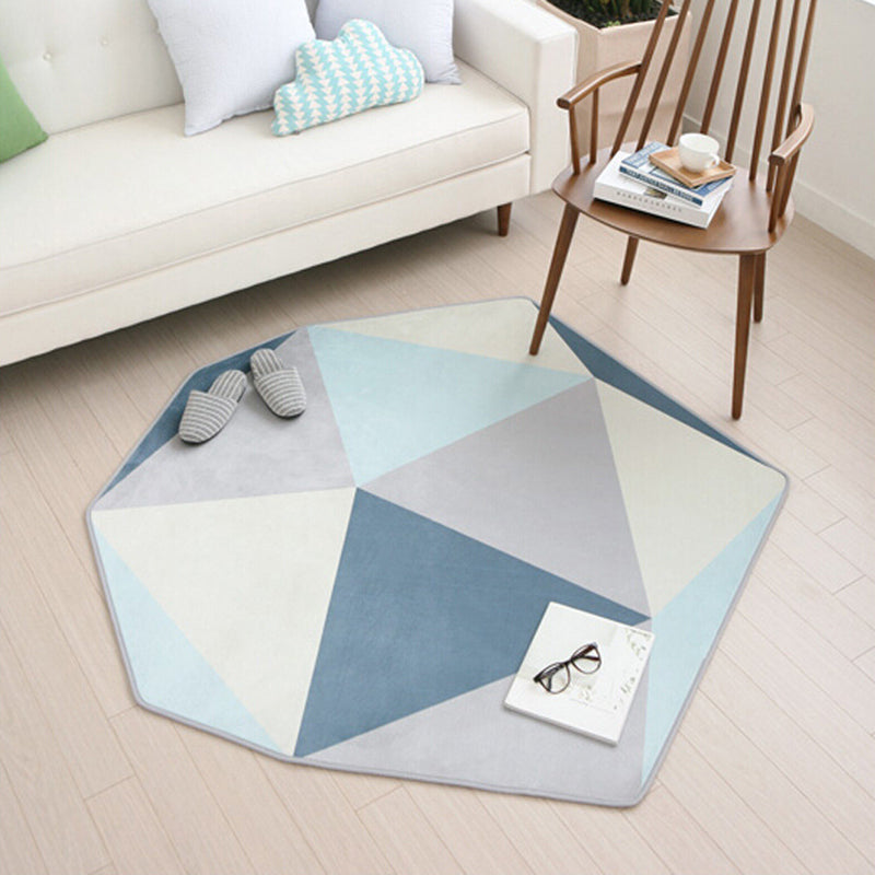 Multicolor Geometric Pattern Rug Polyester Contemporary Rug Washable Anti-Slip Pet Friendly Area Rug for Bedroom - Blue - Clearhalo - 'Area Rug' - 'Rug' - 1810724