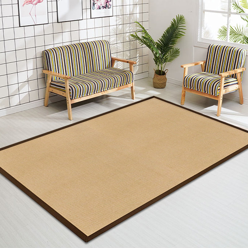 Brown Solid Color Rug Jute Rural Rug Washable Anti-Slip Pet Friendly Area Rug for Living Room - Brown - Clearhalo - 'Area Rug' - 'Rug' - 1810725