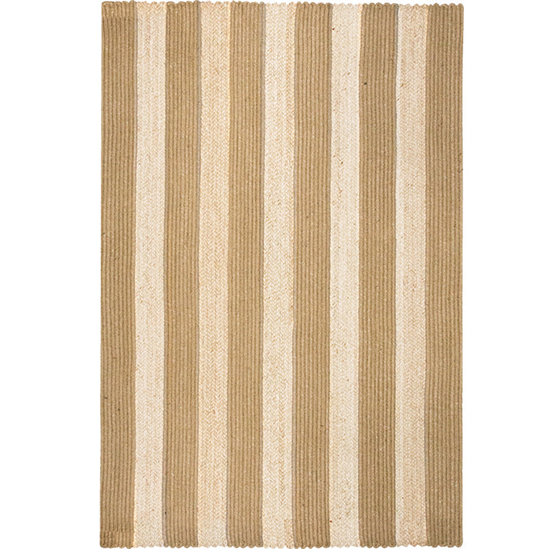 Countryside Striped Pattern Rug Brown and Khaki Sisal Rug Non-Slip Backing Washable Pet Friendly Carpet for Home