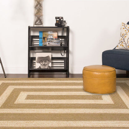 Countryside Striped Pattern Rug Brown and Khaki Sisal Rug Non-Slip Backing Washable Pet Friendly Carpet for Home