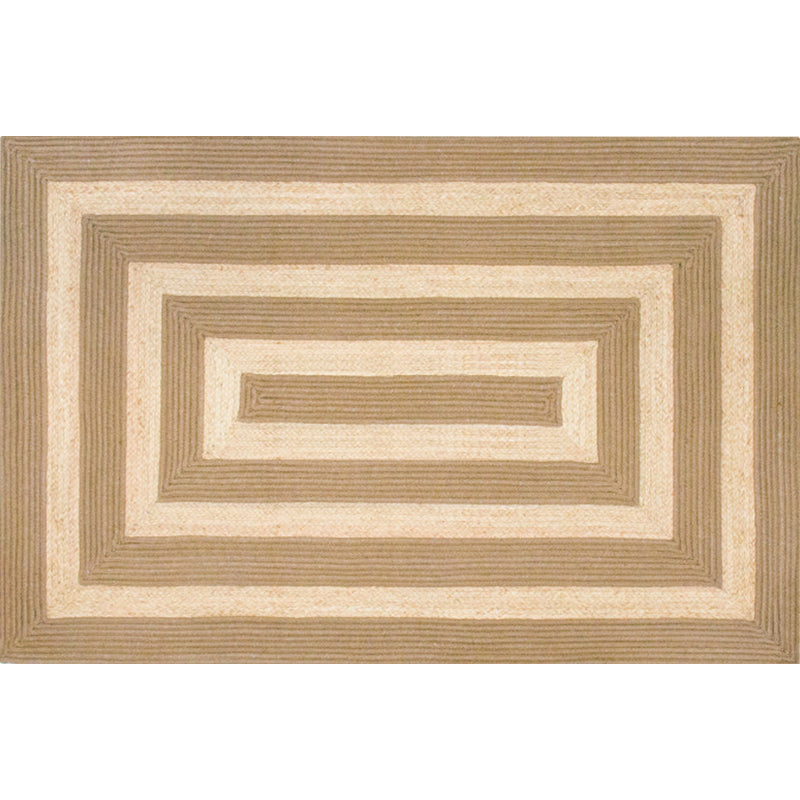 Countryside Striped Pattern Rug Brown and Khaki Sisal Rug Non-Slip Backing Washable Pet Friendly Carpet for Home