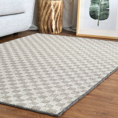 Countryside Checked Pattern Rug Brown and Black Sisal Rug Non-Slip Backing Washable Pet Friendly Carpet for Home