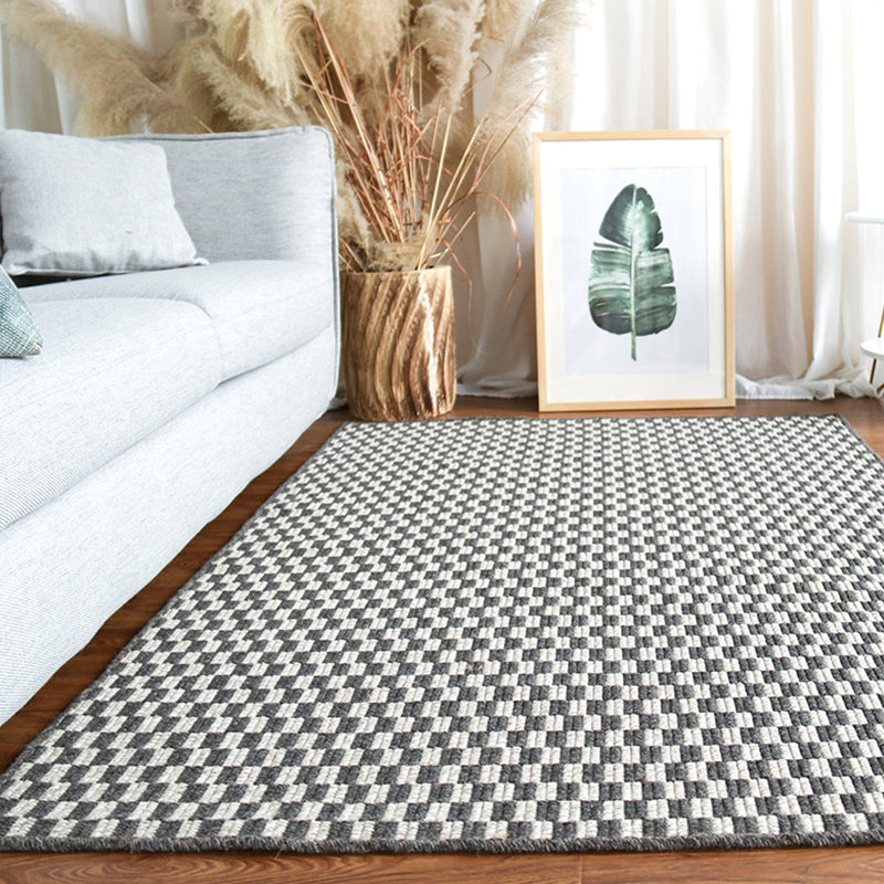 Countryside Checked Pattern Rug Brown and Black Sisal Rug Non-Slip Backing Washable Pet Friendly Carpet for Home