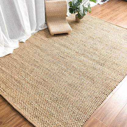 Brown Plain Rug Jute Rural Rug Washable Anti-Slip Pet Friendly Area Rug for Living Room - Clearhalo - 'Area Rug' - 'Rug' - 1810772