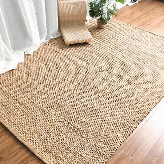 Brown Plain Rug Jute Rural Rug Washable Anti-Slip Pet Friendly Area Rug for Living Room - Clearhalo - 'Area Rug' - 'Rug' - 1810772