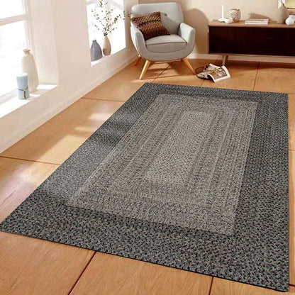 Countryside Geometric Pattern Rug Grey and Black Polypropylene Rug Non-Slip Backing Washable Pet Friendly Carpet for Home