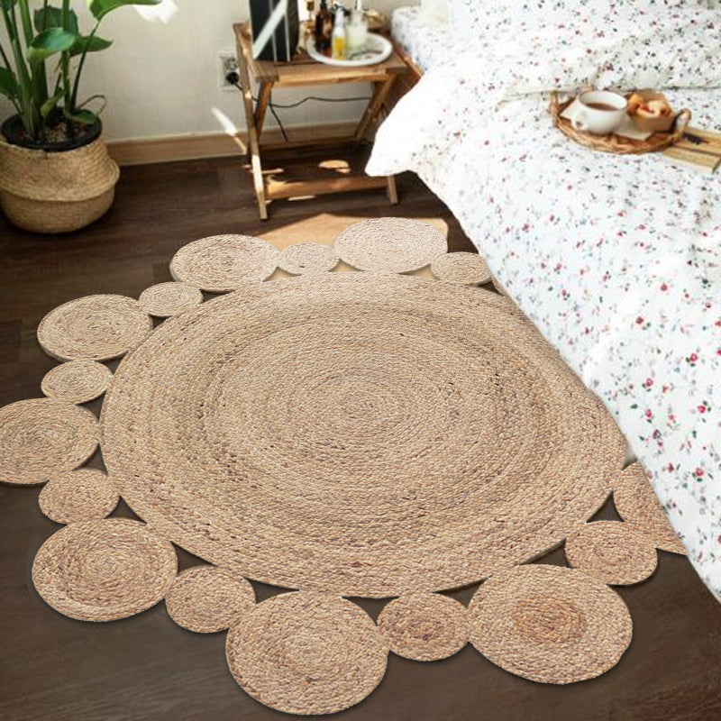 Khaki and Brown Bedroom Rug Rustic Solid Color Rug Sisal Reversible Washable Pet Friendly Area Rug - Clearhalo - 'Area Rug' - 'Rug' - 1810812