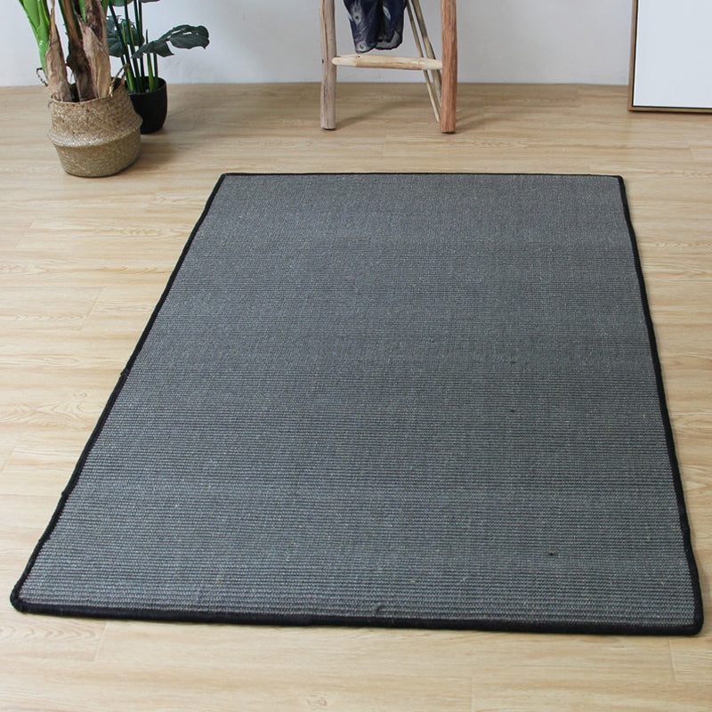 Grey Plain Rug Jute Countryside Rug Washable Pet Friendly Anti-Slip Backing Carpet for Living Room