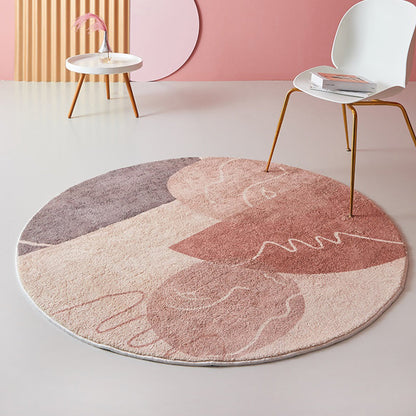 Modernist Abstract Rug Pink Polyester Rug Non-Slip Pet Friendly Washable Are Rug for Living Room - Pink - Clearhalo - 'Area Rug' - 'Rug' - 1810914