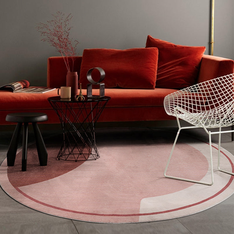 Creative Abstract Rug Red and Pink Modernism Rug Polyester Pet Friendly Washable Non-Slip Area Rug for Bedroom - view 4