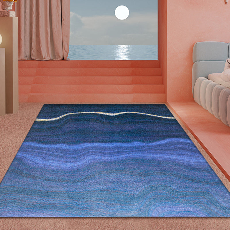 Creative Abstract Rug Green and Blue Modernism Rug Polyester Pet Friendly Washable Non-Slip Area Rug for Bedro - view 21