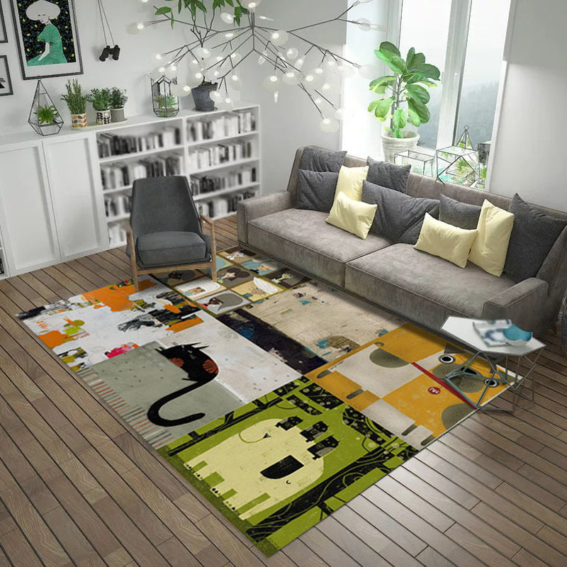 Multicolor Abstract Rug Polyester Industrial Rug Pet Friendly Washable Non-Slip Area Rug for Living Room - Clearhalo - 'Area Rug' - 'Rug' - 1811070