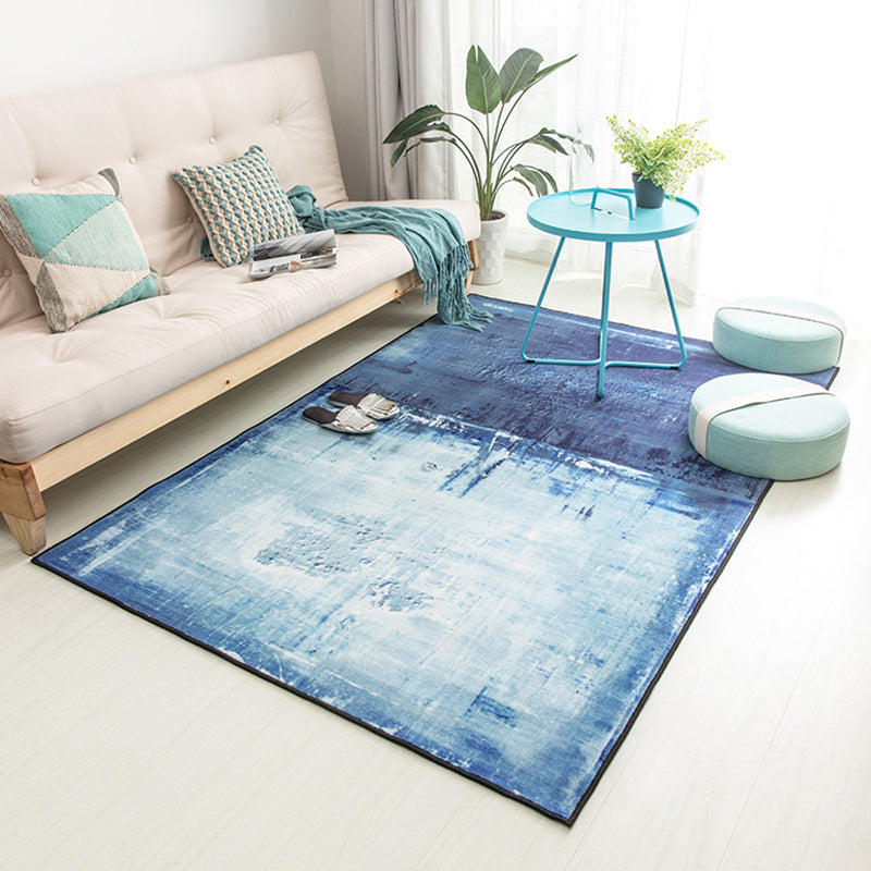 Blue Bedroom Rug Minimalist Abstract Rug Polyester Washable Anti-Slip Backing Pet Friendly Carpet - Clearhalo - 'Area Rug' - 'Rug' - 1811288