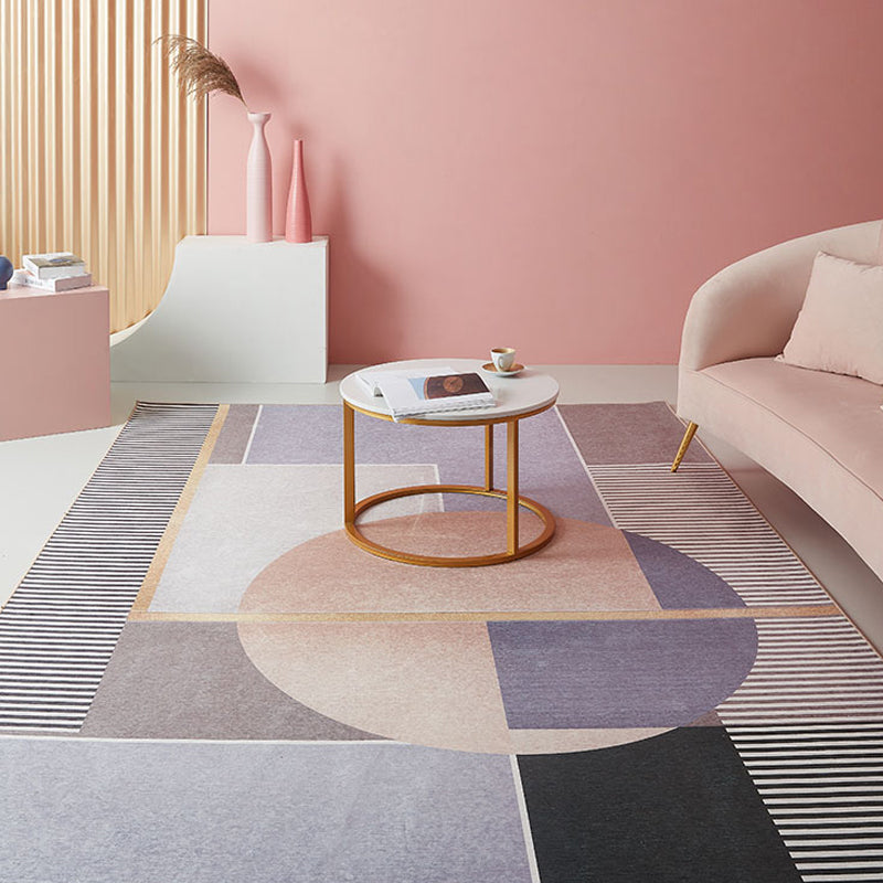 Modernist Geometric Pattern Rug Pink Polyester Rug Non-Slip Pet Friendly Washable Are Rug for Living Room - Purple - 4'7" x 6'7" - Clearhalo - 'Area Rug' - 'Rug' - 1811295