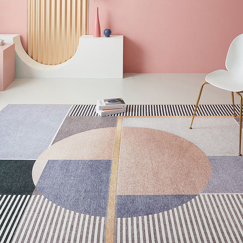 Modernist Geometric Pattern Rug Pink Polyester Rug Non-Slip Pet Friendly Washable Are Rug for Living Room - Clearhalo - 'Area Rug' - 'Rug' - 1811296