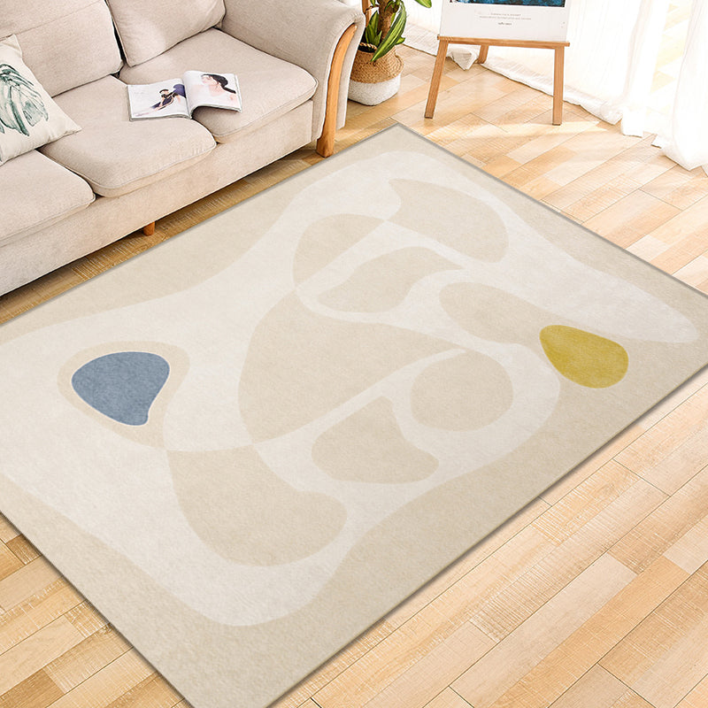 Beige Bedroom Rug Minimalist Colorblock Abstract Rug Polyester Washable Anti-Slip Backing Pet Friendly Carpet - Clearhalo - 'Area Rug' - 'Rug' - 1811441