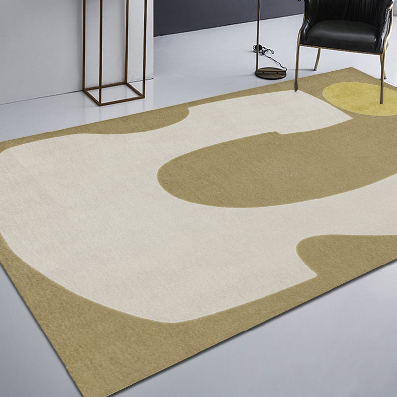 Beige Bedroom Rug Minimalist Colorblock Abstract Rug Polyester Washable Anti-Slip Backing Pet Friendly Carpet - Brown - 4'7" x 6'7" - Clearhalo - 'Area Rug' - 'Rug' - 1811447