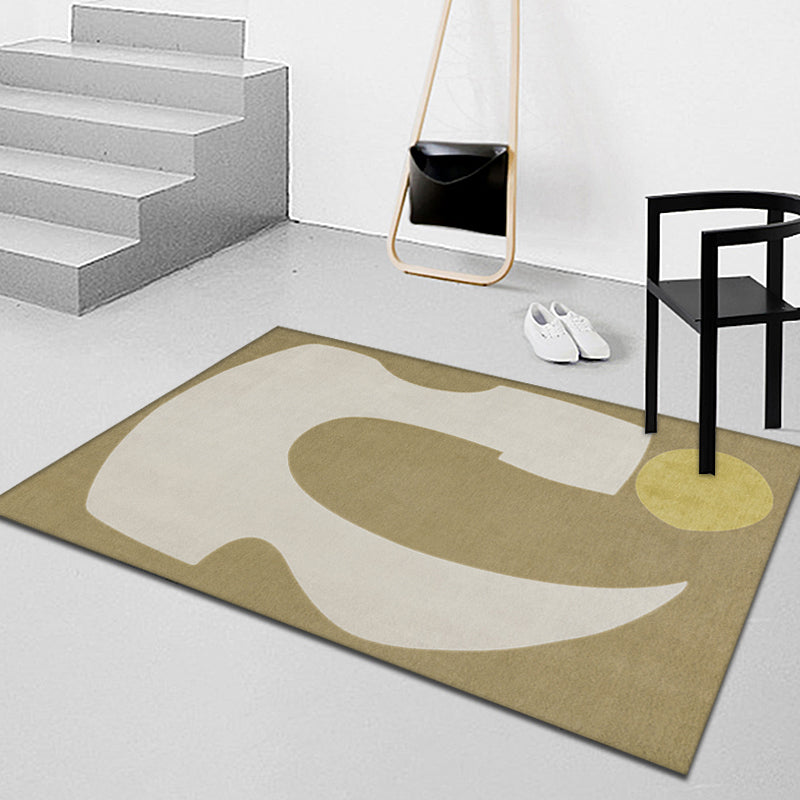 Beige Bedroom Rug Minimalist Colorblock Abstract Rug Polyester Washable Anti-Slip Backing Pet Friendly Carpet - Clearhalo - 'Area Rug' - 'Rug' - 1811448