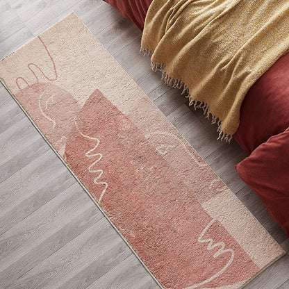 Creative Abstract Rug Red and Pink Modernism Rug Polyester Pet Friendly Washable Non-Slip Area Rug for Bedroom