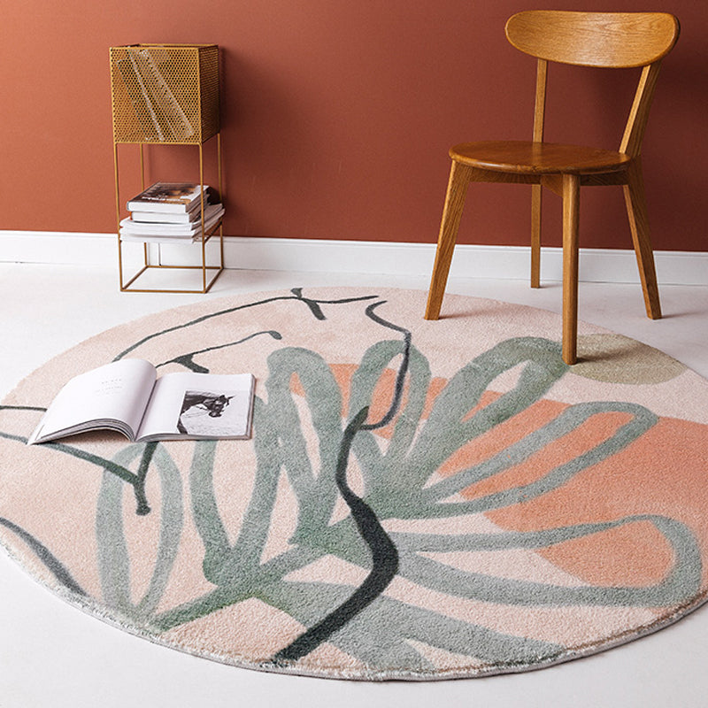 Red and Pink Abstract Rug Polyester Modern Rug Pet Friendly Washable Non-Slip Area Rug for Living Room - Pink - 3'3" x 3'3" - Clearhalo - 'Area Rug' - 'Rug' - 1811468