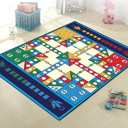 Blue Nursery Rug Kids Checkboard Pattern Rug Polyester Washable Anti-Slip Backing Pet Friendly Carpet - Clearhalo - 'Area Rug' - 'Rug' - 1811487