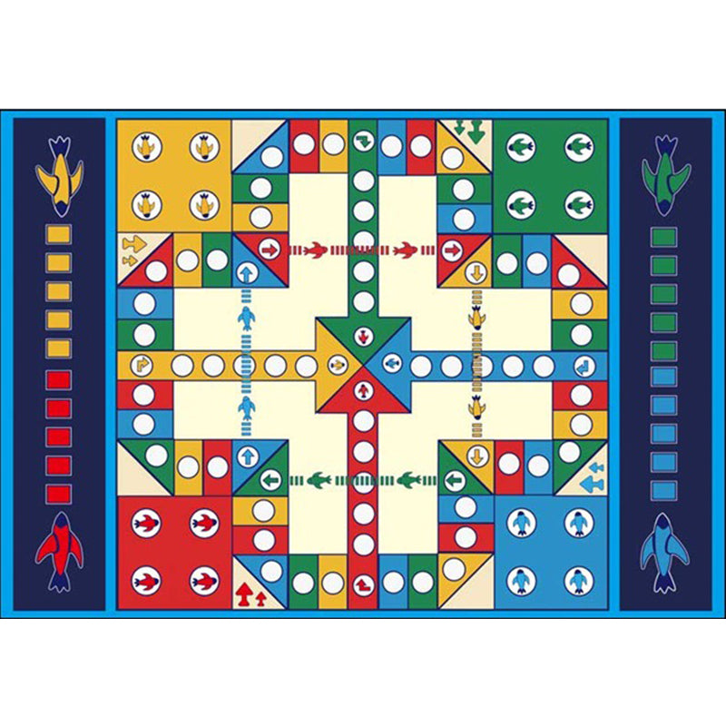 Blue Nursery Rug Kids Checkboard Pattern Rug Polyester Washable Anti-Slip Backing Pet Friendly Carpet - Clearhalo - 'Area Rug' - 'Rug' - 1811489