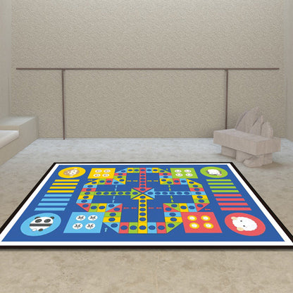 Blue Nursery Rug Kids Checkboard Pattern Rug Polyester Washable Anti-Slip Backing Pet Friendly Carpet - Clearhalo - 'Area Rug' - 'Rug' - 1811496