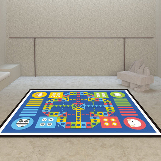 Blue Nursery Rug Kids Checkboard Pattern Rug Polyester Washable Anti-Slip Backing Pet Friendly Carpet - Clearhalo - 'Area Rug' - 'Rug' - 1811496