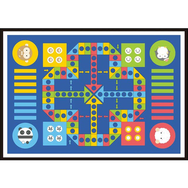 Blue Nursery Rug Kids Checkboard Pattern Rug Polyester Washable Anti-Slip Backing Pet Friendly Carpet - Clearhalo - 'Area Rug' - 'Rug' - 1811497