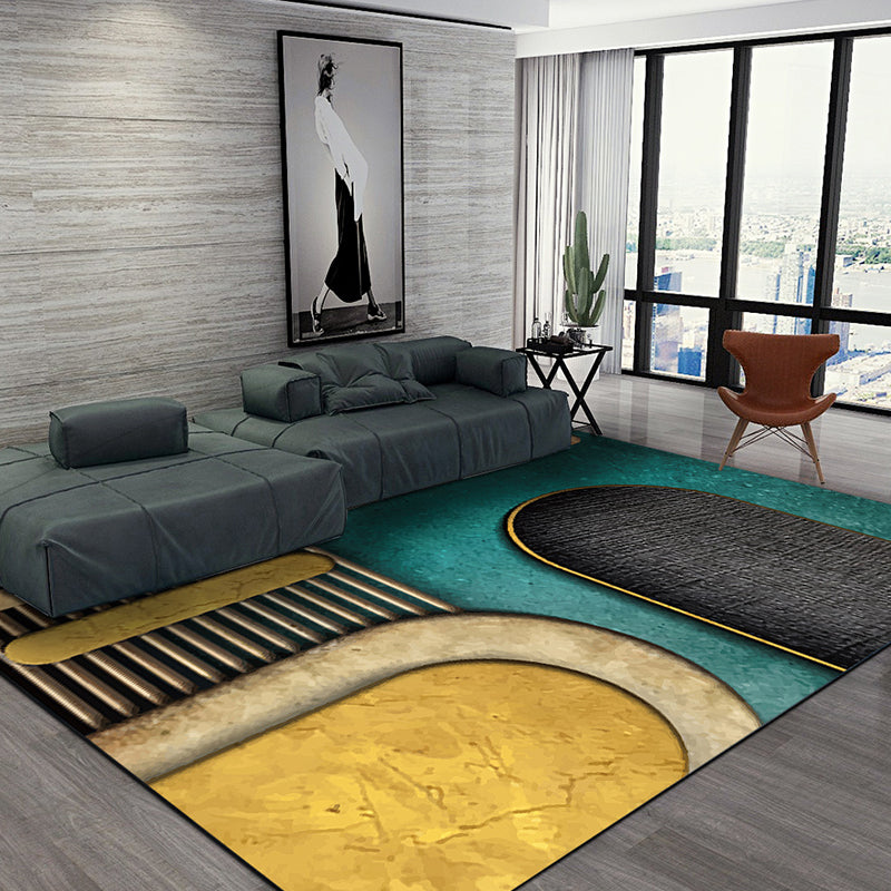 Multicolor Bedroom Rug Contemporary Colorblock Rug Polyester Washable Anti-Slip Backing Pet Friendly Carpet - Clearhalo - 'Area Rug' - 'Rug' - 1811562