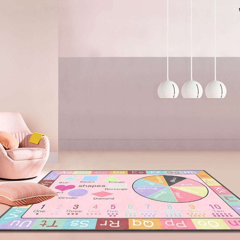 Multicolor Nursery Rug Kids Letter and Geometric Pattern Rug Polyester Washable Anti-Slip Backing Pet Friendly Carpet - Clearhalo - 'Area Rug' - 'Rug' - 1811599