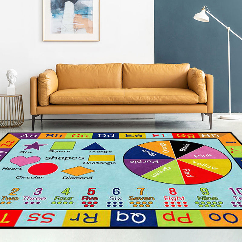 Multicolor Nursery Rug Kids Letter and Geometric Pattern Rug Polyester Washable Anti-Slip Backing Pet Friendly Carpet - Clearhalo - 'Area Rug' - 'Rug' - 1811607