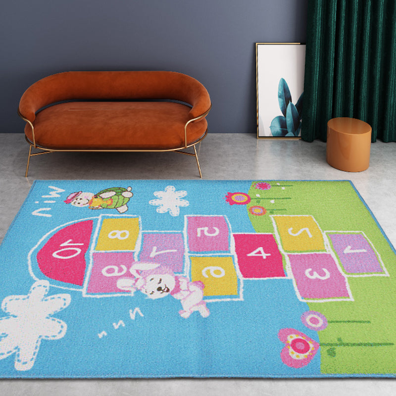 Multicolor Number Pattern Rug Polyester Kids Rug Pet Friendly Washable Non-Slip Area Rug for Bedroom - Clearhalo - 'Area Rug' - 'Rug' - 1811650