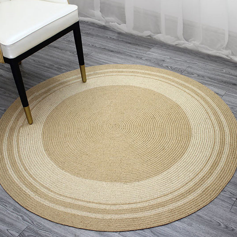 Brown Bedroom Rug Rustic Circles Pattern Rug Sisal Washable Anti-Slip Backing Pet Friendly Carpet - Clearhalo - 'Area Rug' - 'Rug' - 1811653