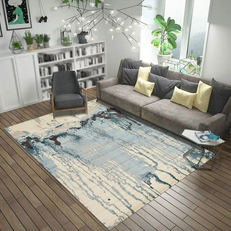 Multicolor Abstract Rug Polyester Industrial Rug Pet Friendly Washable Non-Slip Area Rug for Bedroom - Light Blue - Clearhalo - 'Area Rug' - 'Rug' - 1811754