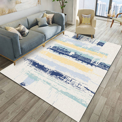 Multicolor Abstract Rug Polyester Industrial Rug Pet Friendly Washable Non-Slip Area Rug for Bedroom - Dark Blue - Clearhalo - 'Area Rug' - 'Rug' - 1811762