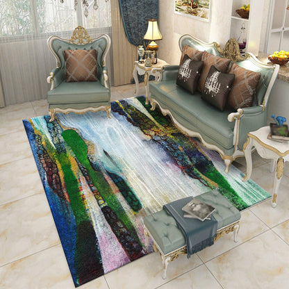 Creative Watercolor Pattern Rug Multicolor Industrial Rug Polyester Pet Friendly Washable Non-Slip Area Rug for Bedroom