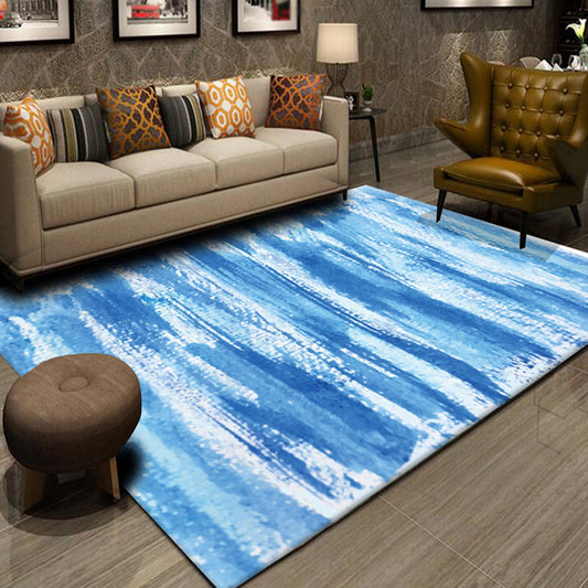 Multicolor Abstract Striped Pattern Rug Polyester Industrial Rug Pet Friendly Washable Non-Slip Area Rug for Living Room - Sky Blue - Clearhalo - 'Area Rug' - 'Rug' - 1812174