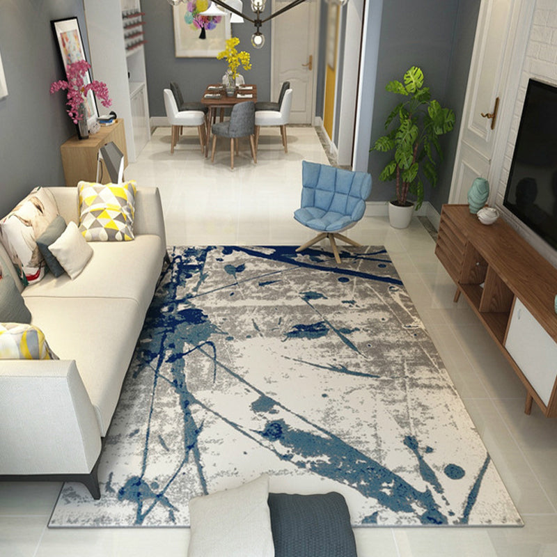 Multicolor Living Room Rug Industrial Watercolor Pattern Rug Polyester Washable Anti-Slip Backing Pet Friendly Carpet - Blue - Clearhalo - 'Area Rug' - 'Rug' - 1812184