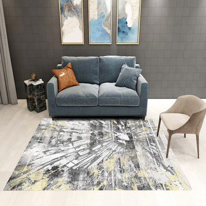 Multicolor Living Room Rug Industrial Abstract Rug Polyester Washable Anti-Slip Backing Pet Friendly Carpet - Dark Gray - Clearhalo - 'Area Rug' - 'Rug' - 1812213