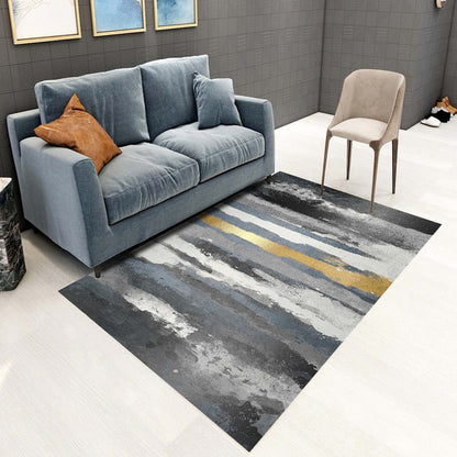 Multicolor Living Room Rug Industrial Abstract Rug Polyester Washable Anti-Slip Backing Pet Friendly Carpet - Gloss Black - Clearhalo - 'Area Rug' - 'Rug' - 1812220