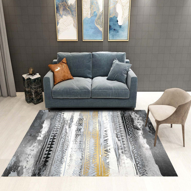 Multicolor Living Room Rug Industrial Abstract Rug Polyester Washable Anti-Slip Backing Pet Friendly Carpet - Silver Gray - Clearhalo - 'Area Rug' - 'Rug' - 1812221