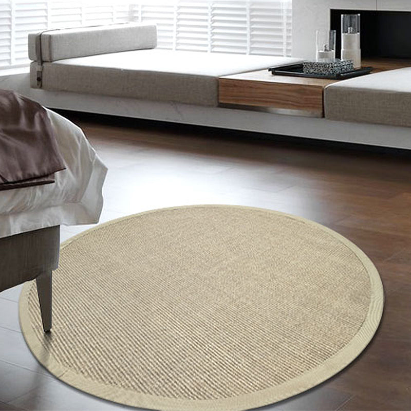 Brown Living Room Rug Rustic Circles Pattern Rug Sisal Washable Anti-Slip Backing Pet Friendly Carpet - Beige - Clearhalo - 'Area Rug' - 'Rug' - 1812246