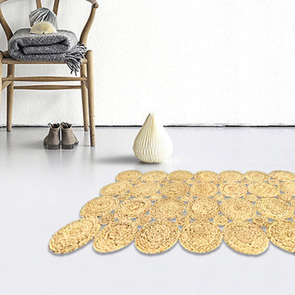 Countryside Solid Color Rug Beige and Yellow Jute Rug Non-Slip Pet Friendly Washable Are Rug for Study