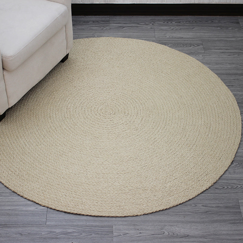 Casual Plain Rug Beige Rural Rug Jute Pet Friendly Washable Non-Slip Area Rug for Decoration - Beige - Clearhalo - 'Area Rug' - 'Rug' - 1812256