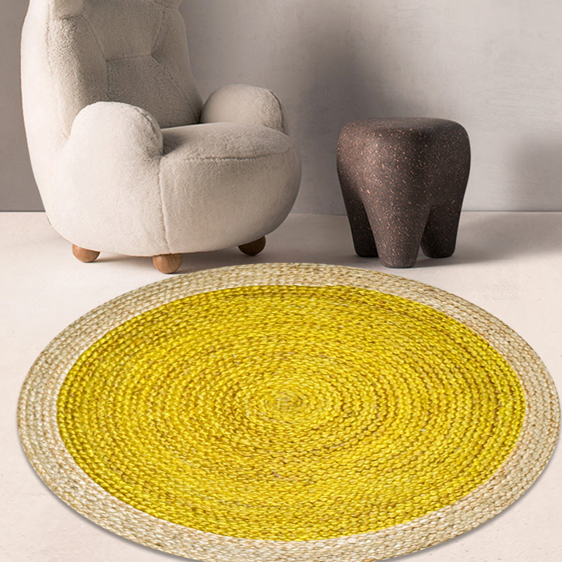 Green and Yellow Circles Rug Sisal Rural Rug Pet Friendly Washable Non-Slip Area Rug for Bedroom - view 3