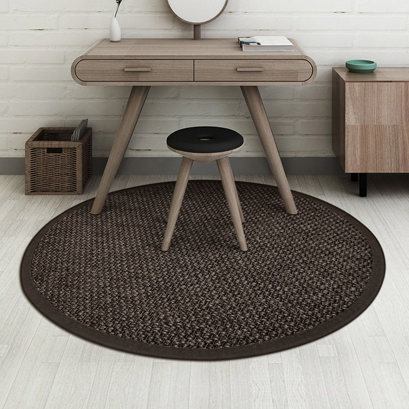 Countryside Solid Color Rug Black Jute Rug Non-Slip Pet Friendly Washable Are Rug for Study