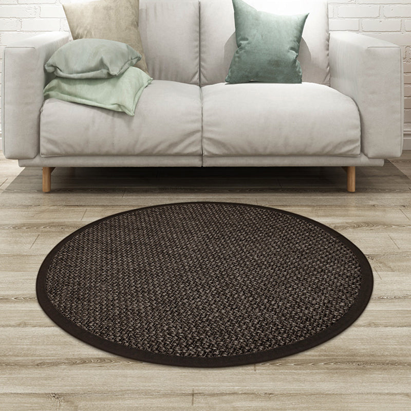 Countryside Solid Color Rug Black Jute Rug Non-Slip Pet Friendly Washable Are Rug for Study