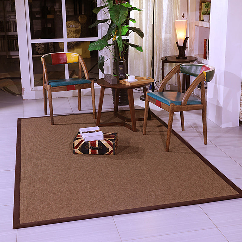 Casual Plain Rug Brown Rural Rug Jute Pet Friendly Washable Non-Slip Area Rug for Decoration - Brown - Clearhalo - 'Area Rug' - 'Rug' - 1812284